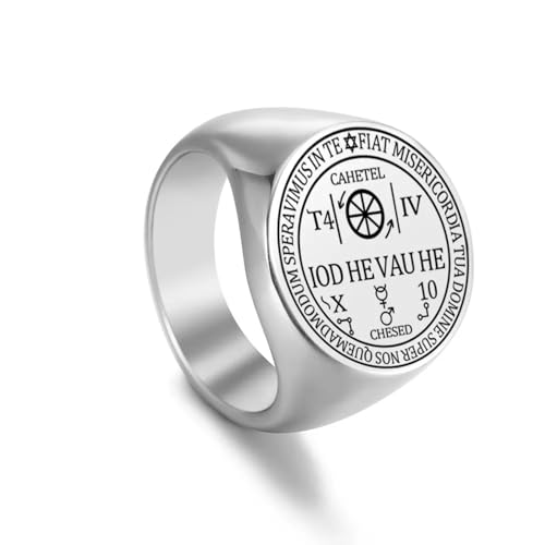 BISONBLUE Ringe Damen Rings Frauen Geschenk Modeaccessoires Erzengel Ring Amulett Wikinger Ring für Männer 10 von BISONBLUE