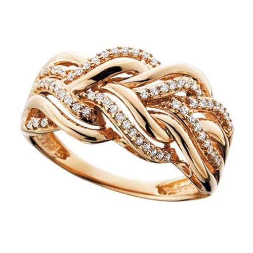 BISONBLUE Ringe Damen Rings Frauen Geschenk Modeaccessoires Frau Ring Twist Unendliche Form Kristall Zirkonia Ringe Exquisite Weibliche Mode 8 Weiß von BISONBLUE