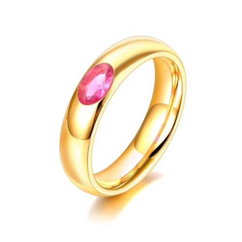 BISONBLUE Ringe Damen Rings Frauen Geschenk Modeaccessoires Grün Rosa Weiße Ringe Kristall Braut Ehering Für Frauen 6 R22017G-Pink von BISONBLUE