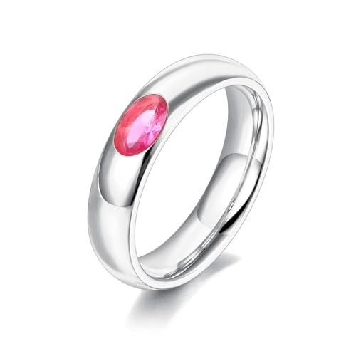 BISONBLUE Ringe Damen Rings Frauen Geschenk Modeaccessoires Grün Rosa Weiße Ringe Kristall Braut Ehering Für Frauen 6 R22017P-Pink von BISONBLUE