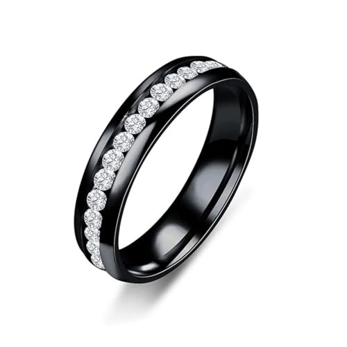 BISONBLUE Ringe Damen Rings Frauen Geschenk Modeaccessoires Klassische Ringe für Damen und Herren, einreihig, Zirkon-Paarring, Party-Geschenk, 11, Schwarz von BISONBLUE