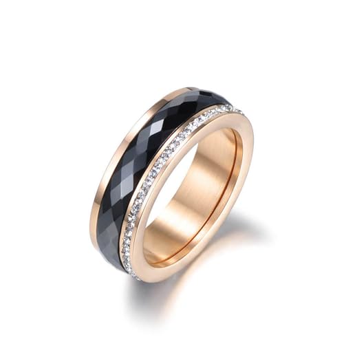 BISONBLUE Ringe Damen Rings Frauen Geschenk Modeaccessoires Klassische schwarze Keramikringe für Damen 6 von BISONBLUE