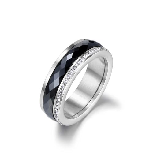 BISONBLUE Ringe Damen Rings Frauen Geschenk Modeaccessoires Klassische schwarze Keramikringe für Damen 7 von BISONBLUE