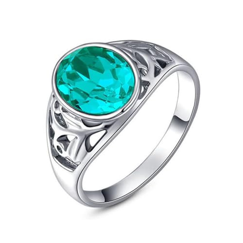 BISONBLUE Ringe Damen Rings Frauen Geschenk Modeaccessoires Klassischer ovaler blauer Zirkonia-Ehering für Damen, trendiger Ring 6 von BISONBLUE