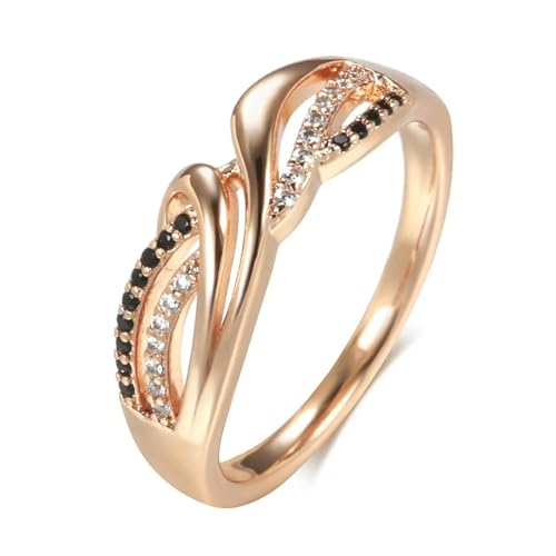 BISONBLUE Ringe Damen Rings Frauen Geschenk Modeaccessoires Klassischer schwarz-weißer Zirkon-Fingerring für Damen, Retro-Zubehör 9 Z0554 von BISONBLUE