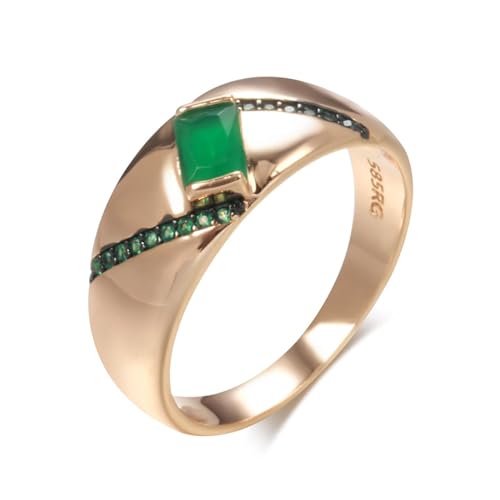 BISONBLUE Ringe Damen Rings Frauen Geschenk Modeaccessoires Luxuriöse dunkle quadratische grüne Opal-Zirkon-Ringe für Damen, Vintage-Ringe von BISONBLUE