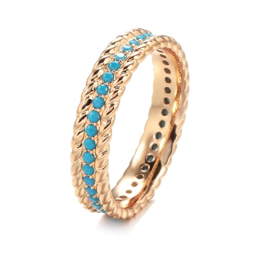 BISONBLUE Ringe Damen Rings Frauen Geschenk Modeaccessoires Luxuriöser stapelbarer Türkis-Fingerring für Damen, Vintage 8 Türkis von BISONBLUE