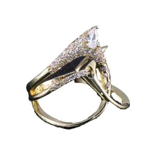 BISONBLUE Ringe Damen Rings Frauen Geschenk Modeaccessoires Luxuriöser unregelmäßiger Ring für Damen, Persönlichkeitsringe, 9 Stück, Weiß von BISONBLUE