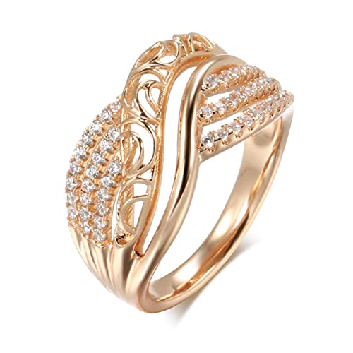 BISONBLUE Ringe Damen Rings Frauen Geschenk Modeaccessoires Luxus-Ring, hohle Blume, natürlicher Zirkon, Damenringe, Trend, Alltag, Vintage, 11, Weiß von BISONBLUE