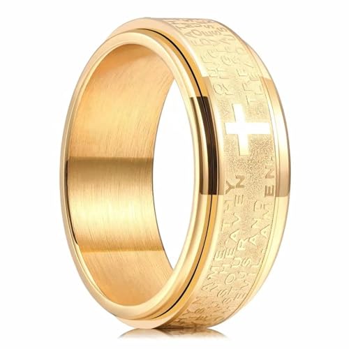 BISONBLUE Ringe Damen Rings Frauen Geschenk Modeaccessoires Ring Für Männer Frauen Christian Kreuz Religiöse Spinner Kette Ringe Retro Amulett 6 von BISONBLUE