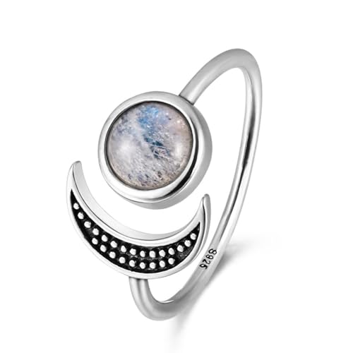 BISONBLUE Ringe Damen Rings Frauen Geschenk Modeaccessoires Süße romantische Mond-verstellbare Ringe mit natürlichem Mondstein für Frauen, Geschenk, größenverstellbarer Mondstein von BISONBLUE