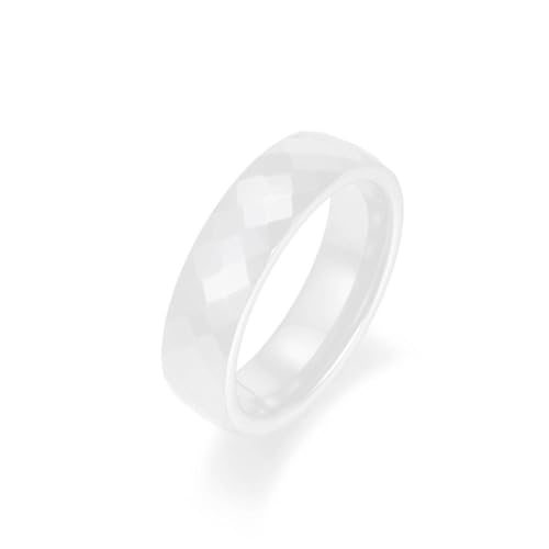BISONBLUE Ringe Damen Rings Frauen Geschenk Modeaccessoires Trendige schwarz-weiße Keramikringe, klassische Ringe für Damen, 6 weiß von BISONBLUE