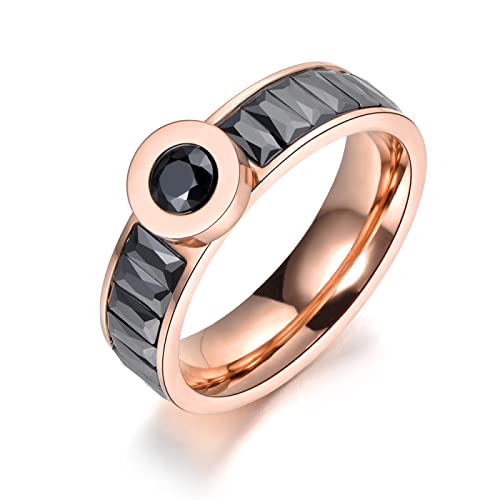 BISONBLUE Ringe Damen Rings Frauen Geschenk Modeaccessoires Verlobungsring mit Strasssteinen, schwarz, klare CZ-Kristalle, Ringe für Damen, 8 Stück, Schwarz von BISONBLUE