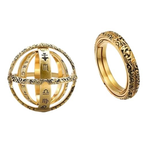 BISONBLUE Ringe Damen Rings Frauen Geschenk Modeaccessoires Vintage astronomische Kugelringe für Damen und Herren, kreativer komplexer rotierender kosmischer Fingerring 7 von BISONBLUE