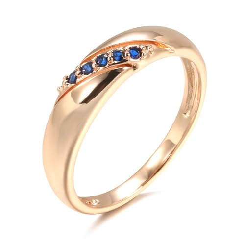 BISONBLUE Ringe Damen Rings Frauen Geschenk Modeaccessoires Vintage blauer natürlicher Zirkon Damenringe Trend 585 Luxus Party 6 Blau von BISONBLUE