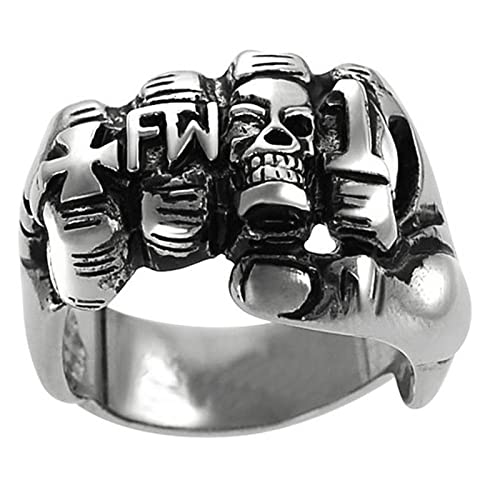 BISONBLUE Ringe Frauen Damen Ring Herren Geschenk Mode Punk Rock Biker Schädel Faust Ring Vintage Gothic Kreuz Ring 11 von BISONBLUE