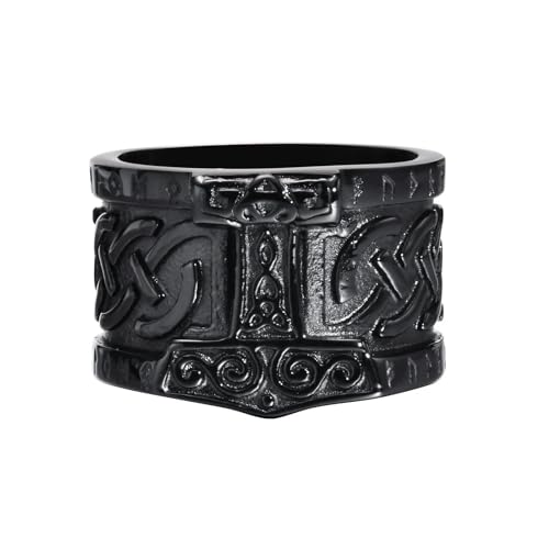 BISONBLUE Ringe Herren Ring Damen Männer Rings Geschenk Norse Herrenring Rock Punk Gothic 9 RC-576B von BISONBLUE