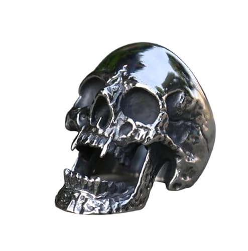 BISONBLUE Ringe Herren Ring Damen Männer Rings Geschenk Totenkopf-Ringe für Herren und Damen, Gothic-Punk-Ring, Motorrad-Biker, Größe 7–15, 7 Silber von BISONBLUE