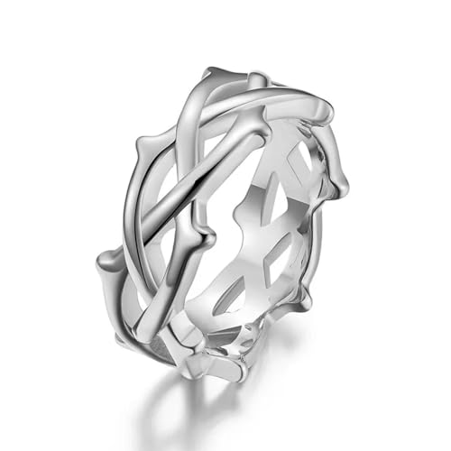 BISONBLUE Ringe Herren Rings Damen Ring Modeaccessoires 9MM Herrenring Dornenringe Mode Finger Geschenk für Mann Ihn 10 18212 von BISONBLUE