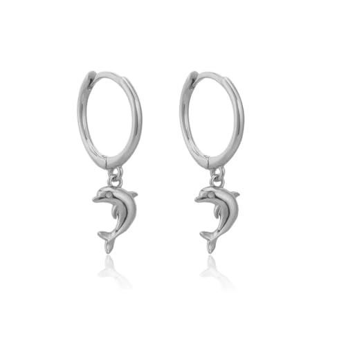 Ohrringe Damen Ohrstecker Ohrhänger Modische 925 Geschenk Für Frauen Freundin Mädchen Delphin Süßer Ohrring Weibliche Einfache Ohrringe Silberfarben von BISONBLUE