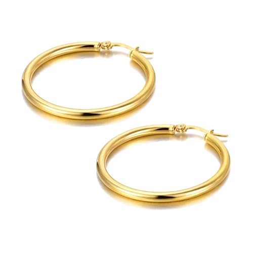 Ohrringe Damen Ohrstecker Ohrhänger Modische 925 Geschenk Für Frauen Freundin Mädchen Ohrringe Für Damen, Bohemia-Ohrringe, Hiphop-Rock, 30 Mm Durchmesser, Kreis-Mädchen von BISONBLUE