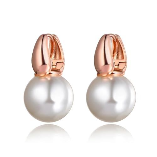 Ohrringe Damen Ohrstecker Ohrhänger Modische 925 Geschenk Für Frauen Freundin Mädchen Ohrringe Für Damen, Büro-Stil, Weiße Party-Ohrringe, Roségold von BISONBLUE