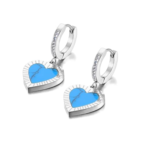 Ohrringe Damen Ohrstecker Ohrhänger Modische 925 Geschenk Für Frauen Freundin Mädchen Ohrringe Für Damen, Herz-Party, Schwarz-Weiß-Ohrringe E33065P von BISONBLUE