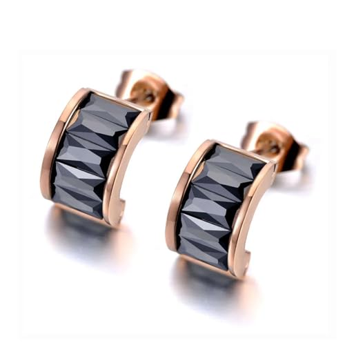 Ohrringe Damen Ohrstecker Ohrhänger Modische 925 Geschenk Für Frauen Freundin Mädchen Ohrringe Für Damen, Weiß, Schwarz, Ohrringe, Halbkreis-Ohrstecker, Mädchen, Schwarz von BISONBLUE