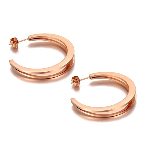 Ohrringe Damen Ohrstecker Ohrhänger Modische 925 Geschenk Für Frauen Freundin Mädchen Ohrringe Für Frauen, Bohemia Geometry Circle Hiphop Rock Ohrringe Rosegoldcolor von BISONBLUE