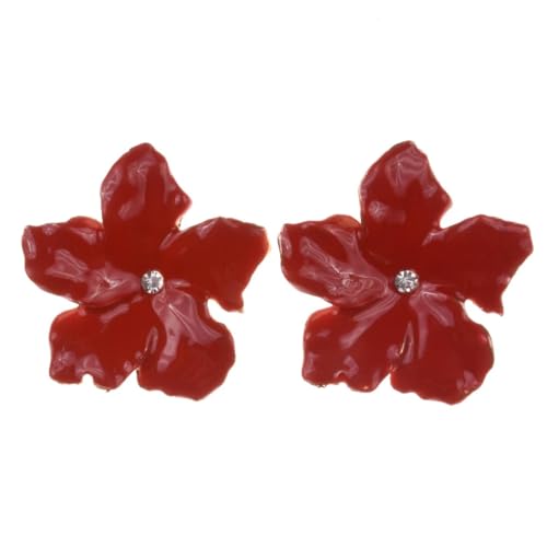 Ohrringe Damen Ohrstecker Ohrhänger Modische 925 Geschenk Für Frauen Freundin Mädchen Weiße Blumenhalskette, Große Ohrringe Für Frauen, Roter Tropfen von BISONBLUE