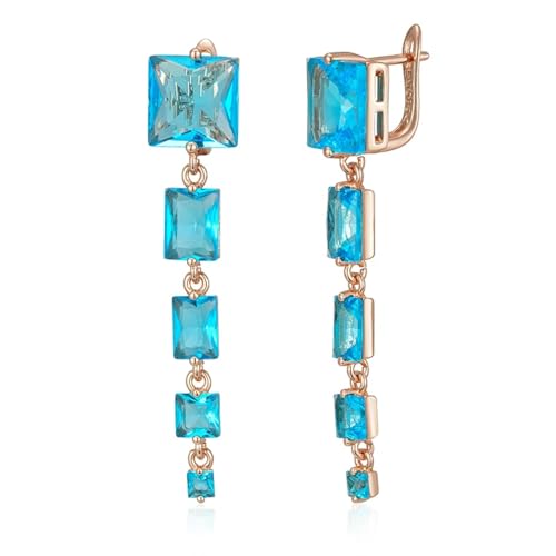 Ohrringe für Damen Damenohrringe Damen-Ohrstecker Frauen S925 Modeaccessoires Funkelnde Blaue Lange Ohrringe Mit Natürlichem Zirkon Für Damen, Party, Mode, Blau von BISONBLUE