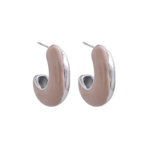 Ohrringe für Damen Damenohrringe Damen-Ohrstecker Frauen S925 Modeaccessoires Geometrische Ohrringe Mit Mehrfarbiger Emaille, Wasserfest, Für Damen, Yh1868Ap-Khaki von BISONBLUE