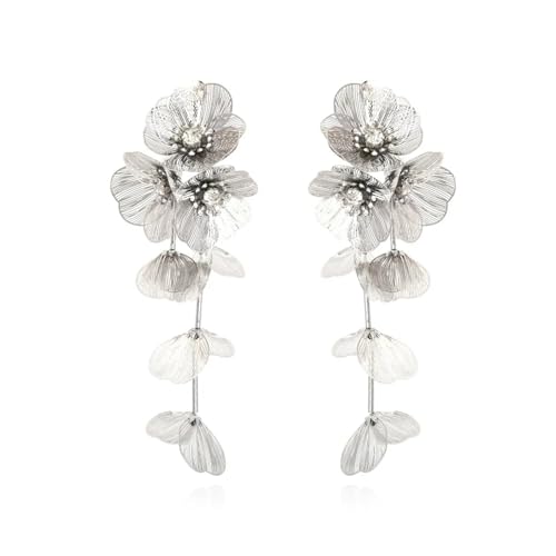 Ohrringe für Damen Damenohrringe Damen-Ohrstecker Frauen S925 Modeaccessoires Luxus Lange Blume Quaste Ohrringe Persönlichkeit Temperament Ohrringe V von BISONBLUE