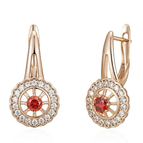 Ohrringe für Damen Damenohrringe Damen-Ohrstecker Frauen S925 Modeaccessoires Modische Rote Ohrringe Mit Natürlichem Zirkonia-Verschluss Für Damen, Klassisches Rot von BISONBLUE