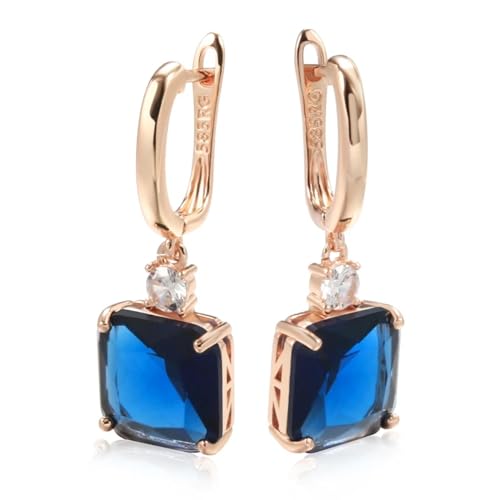 Ohrringe für Damen Damenohrringe Damen-Ohrstecker Frauen S925 Modeaccessoires Quadratische Dunkelblaue Lange Ohrringe Mit Natürlichem Zirkon Für Damen, Blau von BISONBLUE