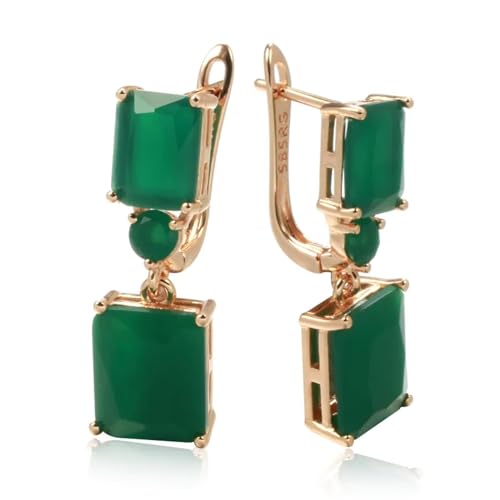 Ohrringe für Damen Damenohrringe Damen-Ohrstecker Frauen S925 Modeaccessoires Quadratische Große Dunkelgrüne Natürliche Zirkon-Ohrringe Für Frauen Vintage Opal Trendy Green von BISONBLUE