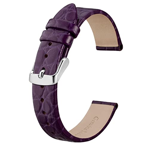 BISONSTRAP Leder Uhrenarmbänder, Weiche Ersatzbänder mit Polierter Schnalle, 10mm, Violett mit Silberner Schnalle von BISONSTRAP