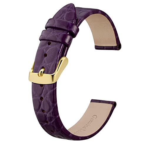 BISONSTRAP Leder Uhrenarmbänder, Weiche Ersatzbänder mit Polierter Schnalle, 8mm, Violett mit Goldener Schnalle von BISONSTRAP