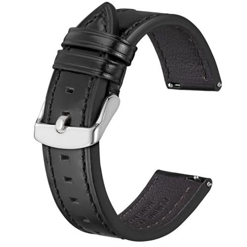 BISONSTRAP Leder Uhrenarmband, Schnellwechsel Armband für Herren und Frauen - 18mm, Schwarz von BISONSTRAP