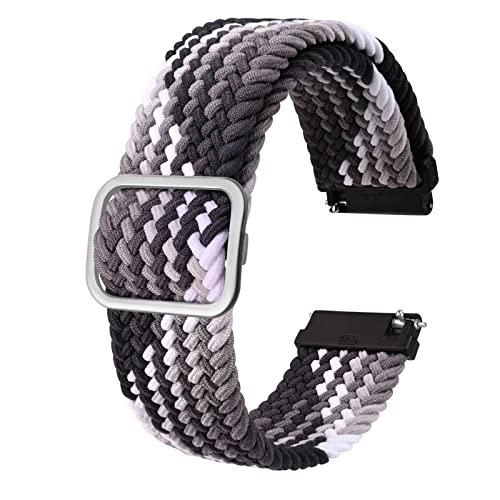 BISONSTRAP Nylon Uhrenarmband 16mm, Verstellbare Geflochtene Uhrenarmbänder für Herren und Damen, Farbverlauf Schwarz/Silber Schließe von BISONSTRAP