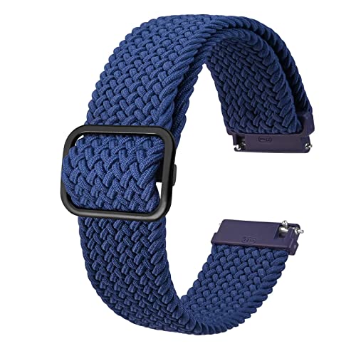 BISONSTRAP Nylon Uhrenarmband 18mm, Verstellbare Geflochtene Uhrenarmbänder für Herren und Damen, Blau/Schwarzer Schnalle von BISONSTRAP