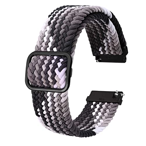 BISONSTRAP Nylon Uhrenarmband 19mm, Verstellbare Geflochtene Uhrenarmbänder für Herren und Damen, Farbverlauf Schwarz/Schwarzer Schnalle von BISONSTRAP