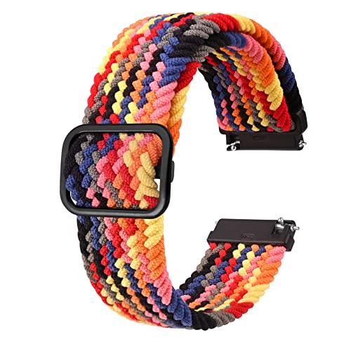 BISONSTRAP Nylon Uhrenarmband 22mm, Verstellbare Geflochtene Uhrenarmbänder für Herren und Damen, Regenbogen/Schwarzer Schnalle von BISONSTRAP