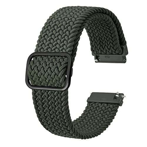 BISONSTRAP Nylon Uhrenarmband 24mm, Verstellbare Geflochtene Uhrenarmbänder für Herren und Damen, Grün/Schwarzer Schnalle von BISONSTRAP