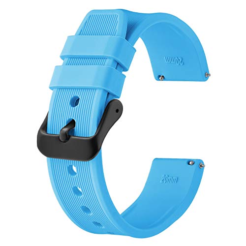 BISONSTRAP Silikon Armband 18mm, Schnellwechsel Gummi Uhrenarmband für Herren Damen,Blau/Schwarze Schnalle von BISONSTRAP