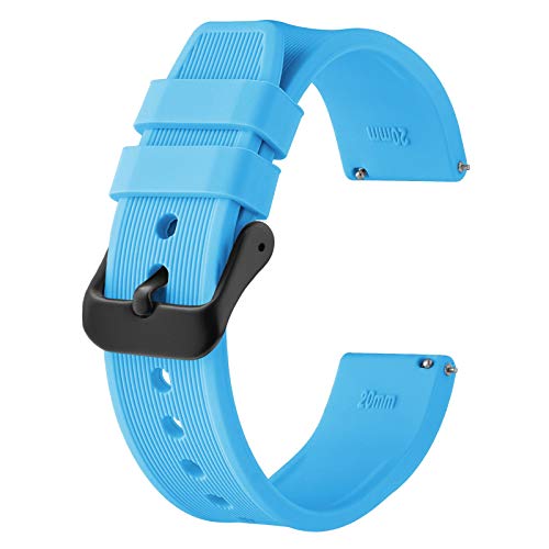 BISONSTRAP Silikon Armband 24mm, Schnellwechsel Gummi Uhrenarmband für Herren Damen,Blau/Schwarze Schnalle von BISONSTRAP