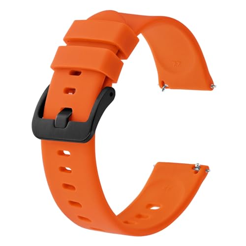 BISONSTRAP Silikon Uhrenarmband, Leichtgewicht Uhrenarmbänder mit Schnellverschluss, 18mm, Orange mit Schwarzer Schnalle von BISONSTRAP