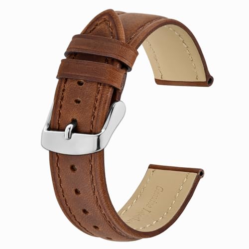 BISONSTRAP Uhrenarmband 18mm, Vintage Leder Ersatz Armband,Toffee Braun von BISONSTRAP