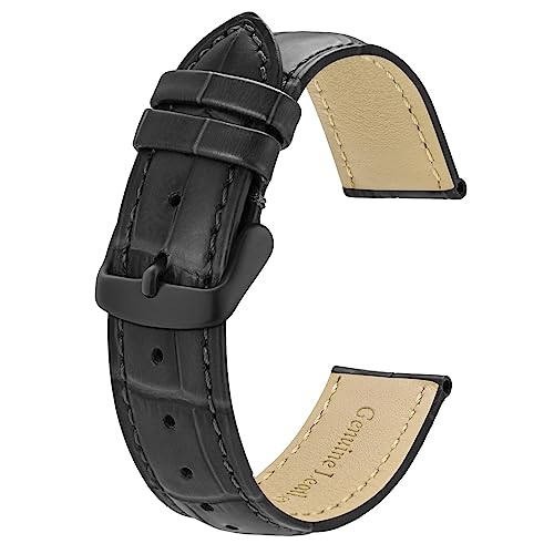 BISONSTRAP Uhrenarmband 20mm, Armband aus Alligator Geprägtem Leder, Dunkelgrau mit Schwarze Schnalle von BISONSTRAP