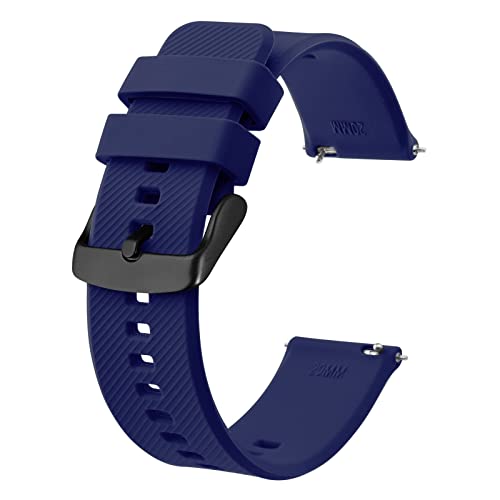 BISONSTRAP Uhrenarmband 20mm, Silikon Uhrenarmbänder mit Schnellverschluss für Männer Frauen (Dunkelblau, Schwarze Schnalle) von BISONSTRAP